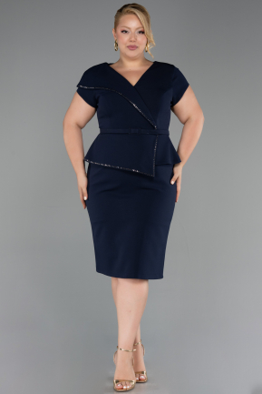 Robe De Invitation Grande Taille Midi Bleu Marine ABK2669