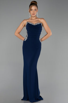 Robe Queue de Poisson Longue Bleu Marine ABU6505