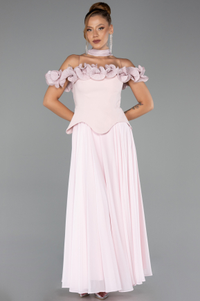 Robe de Soirée Midi Mousseline Poudre ABK2697