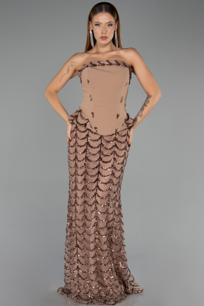 Robe de Soirée Longue Squameuse Cuivre ABU5919