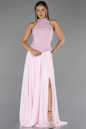 Robe de Soirée Longue Mousseline Poudre ABU6550