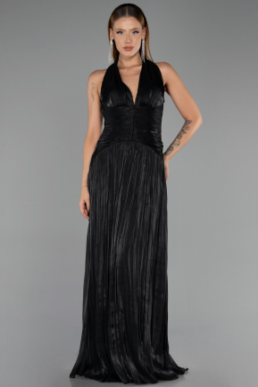 Robe de Soirée Longue Mousseline Noir ABU6551