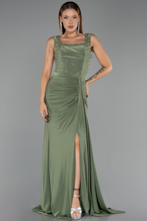 Robe de Soirée Longue Vert Huile ABU6552