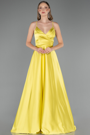 Robe de Soirée Longue Satin Pistache vert ABU6573