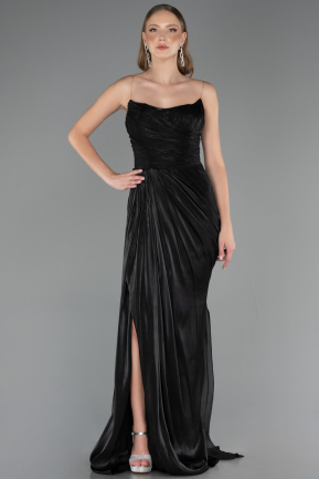 Robe de Soirée Longue Mousseline Noir ABU6580