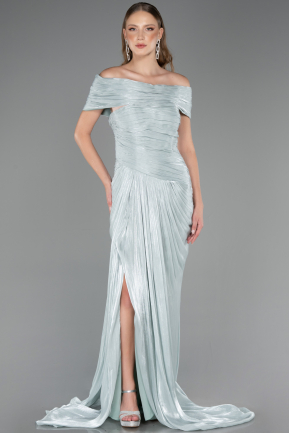 Robe De Soirée Grande Taille Longue Mousseline Menthe ABU6604