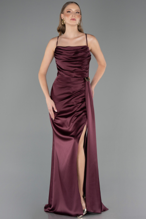 Robe de Soirée Longue Satin Couleur Cerise ABU6584