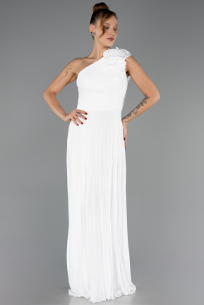 Robe de Soirée Longue Mousseline Blanc ABU6593
