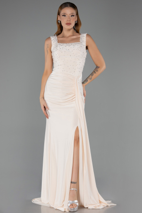 Robe de Soirée Longue Beige ABU6552