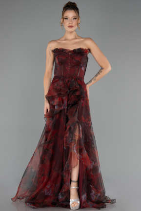 Robe de Soirée Longue Rouge Bordeaux ABU3360
