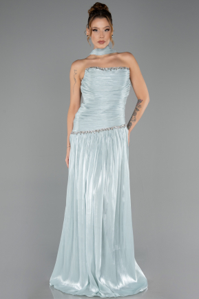 Robe de Soirée Longue Mousseline Menthe ABU6644