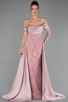 Robe de Soirée Longue Perlé Poudre ABU6329