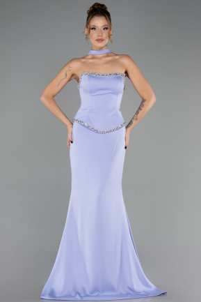 Robe de Soirée Longue Satin Lilas ABU6655