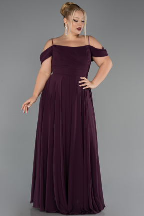Robe De Soirée Grande Taille Longue Mousseline Violet ABU6646