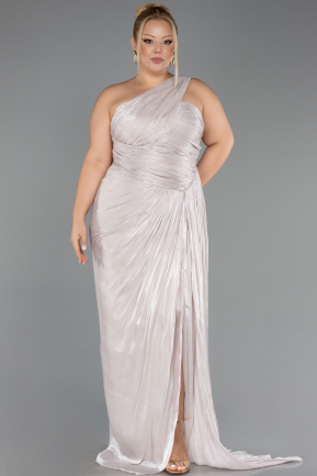 Robe De Soirée Grande Taille Longue Mousseline Vison ABU6631