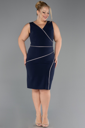 Robe De Invitation Grande Taille Midi Bleu Marine ABK2676