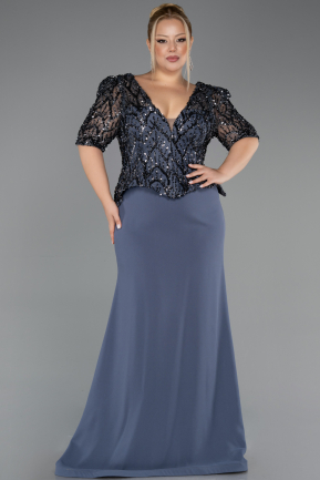 Robe de Soirée Grande Taille Longue Anthracite ABU6618