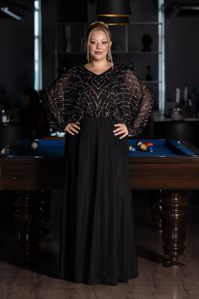 Robe De Soirée Grande Taille Longue Noir ABU6611