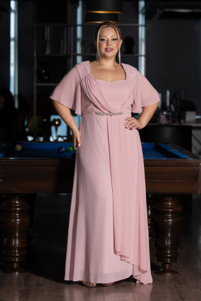 Robe de Soirée Grande Taille Longue Mousseline Poudre ABU6663