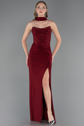 Robe de Soirée Longue Rouge Bordeaux ABU6657