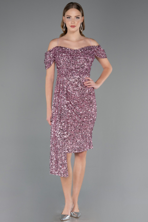 Robe De Invitation Grande Taille Midi Poudre ABK2534