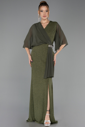 Robe de Soirée Grande Taille Longue Kaki ABU2979