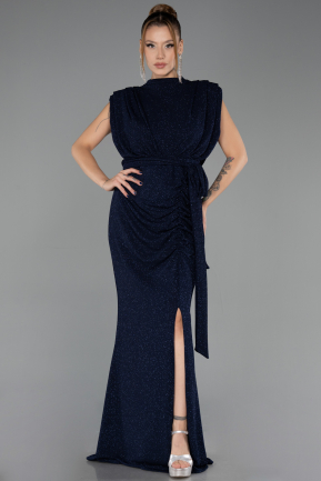 Robe de Soirée Grande Taille Longue Bleu Marine ABU6690