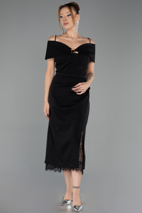 Robe De Invitation Grande Taille Midi Noir ABK2707