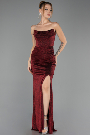 Robe de Soirée Longue Rouge Bordeaux ABU6695