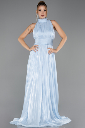 Robe de Soirée Longue Mousseline Bleu clair ABU6706