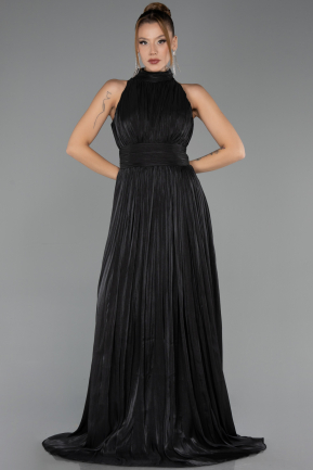 Robe De Soirée Grande Taille Longue Mousseline Noir ABU6700