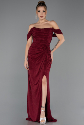 Robe de Soirée Longue Rouge Bordeaux ABU6696