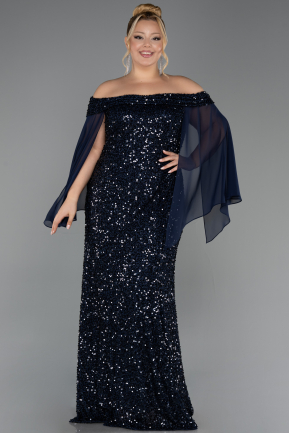 Robe De Soirée Grande Taille Longue Bleu Marine ABU6687