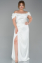Robe de Soirée Grande Taille Satin Longue Blanc ABU1626