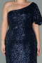 Robe Grande Taille Longue Bleu Marine ABU1893