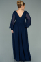 Robe Grande Taille Longue Mousseline Bleu Marine ABU1988