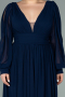 Robe Grande Taille Longue Mousseline Bleu Marine ABU1988
