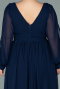 Robe Grande Taille Longue Mousseline Bleu Marine ABU1988