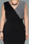 Robe Grande Taille Longue Noir-Argent ABU1482