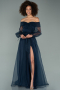 Robe De Fiançaille Longue Bleu Marine ABU1468