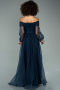 Robe De Fiançaille Longue Bleu Marine ABU1468