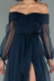 Robe De Fiançaille Longue Bleu Marine ABU1468