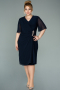 Robe de Soirée Grande Taille Courte Mousseline Bleu Marine ABK1299