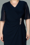 Robe de Soirée Grande Taille Courte Mousseline Bleu Marine ABK1299