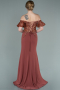 Robe de Soirée Longue Dantelle Marron clair ABU2261