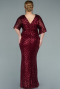 Robe de Soirée Grande Taille Longue Rouge Bordeaux ABU2309