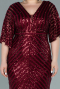 Robe de Soirée Grande Taille Longue Rouge Bordeaux ABU2309
