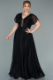 Robe de Soirée Grande Taille Longue Noir ABU2310