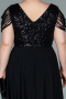 Robe Grande Taille Courte Mousseline Noir ABK1376
