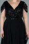 Robe Grande Taille Courte Mousseline Noir ABK1376